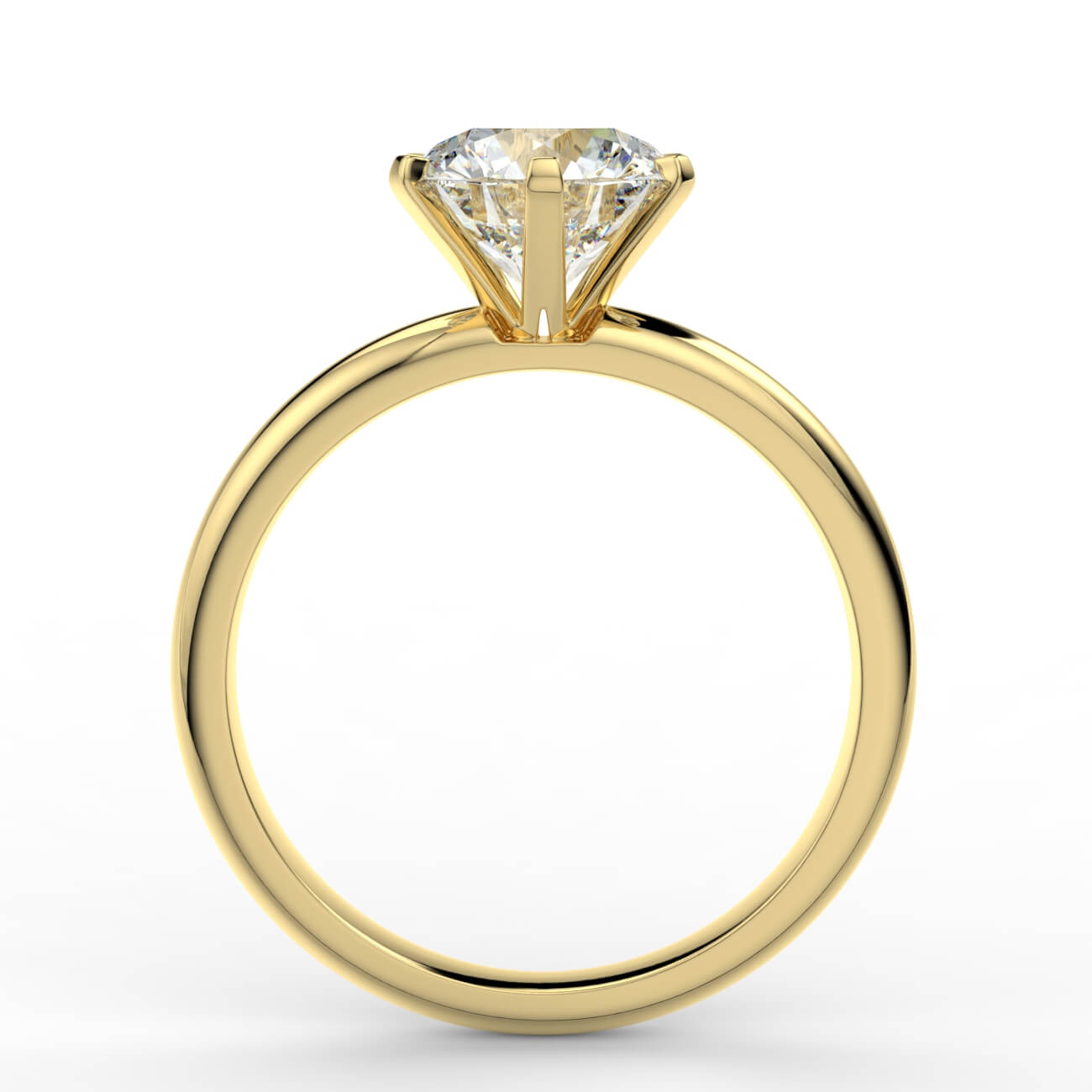 Comfort fit 6 claw solitaire diamond ring in yellow gold – Australian Diamond Network